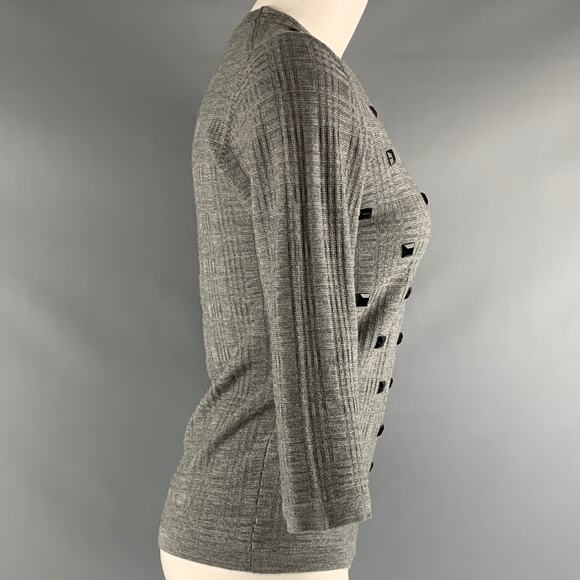 MARLOWE Size S Grey Black Cashmere Silk Beaded V Neck Casual Top - Picture 3 of 7